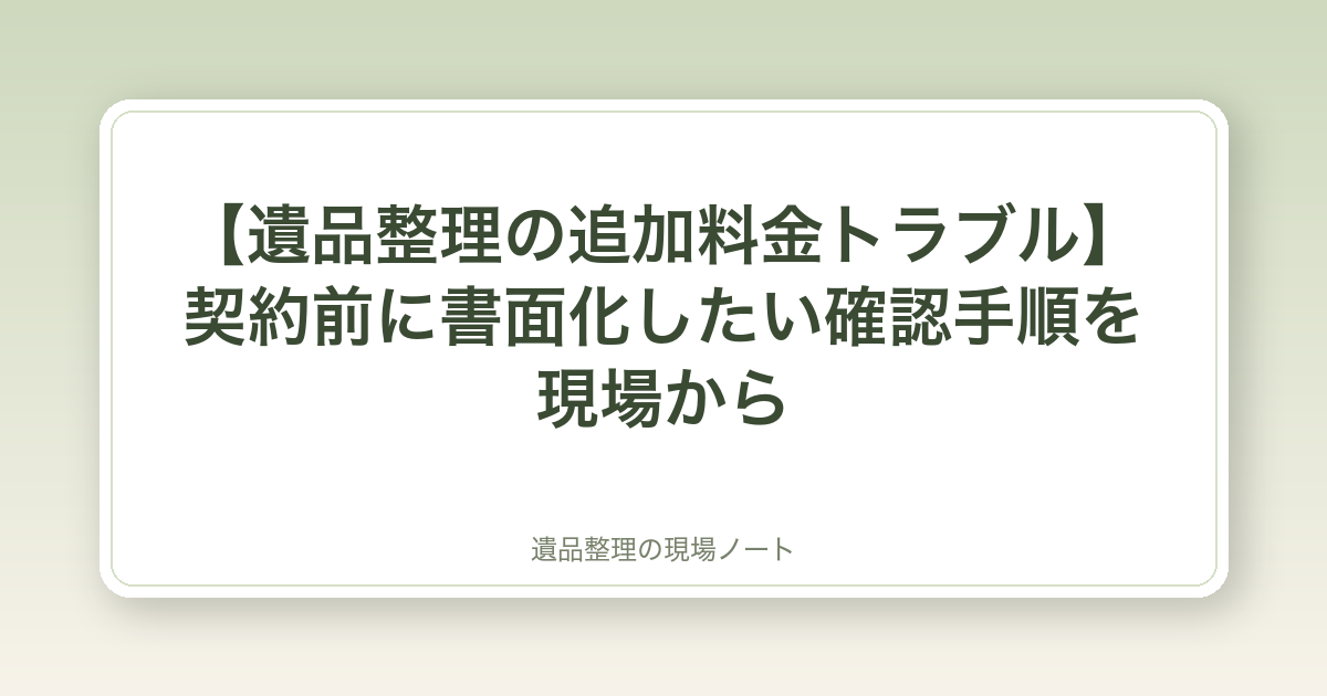 【遺品整理の追加料金】契約前にトラブルを防ぐ|見積書で確定すべき確認手順